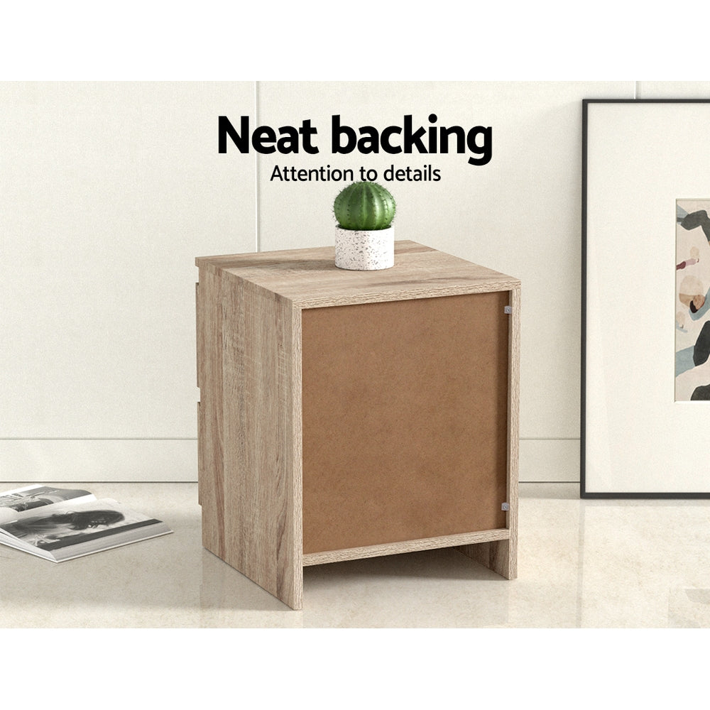 Bedside Tables: Artiss Bedside Table 2 Drawers - PEPE Oak