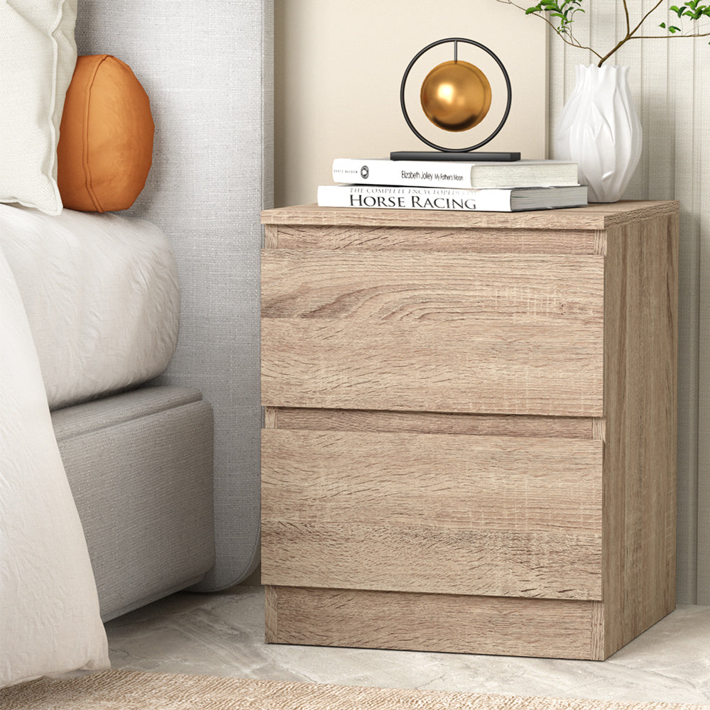 Bedside Tables: Artiss Bedside Table 2 Drawers - PEPE Oak