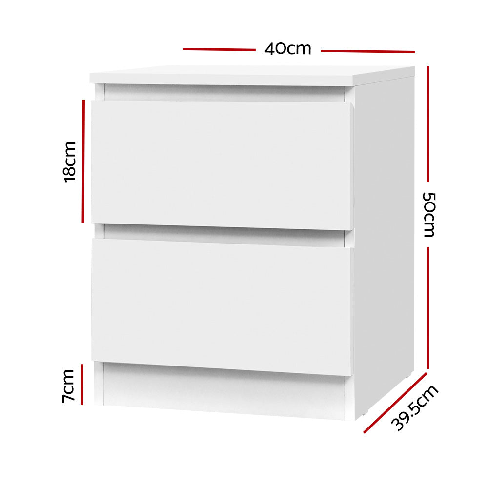Bedside Tables: Artiss Bedside Table 2 Drawers - PEPE White