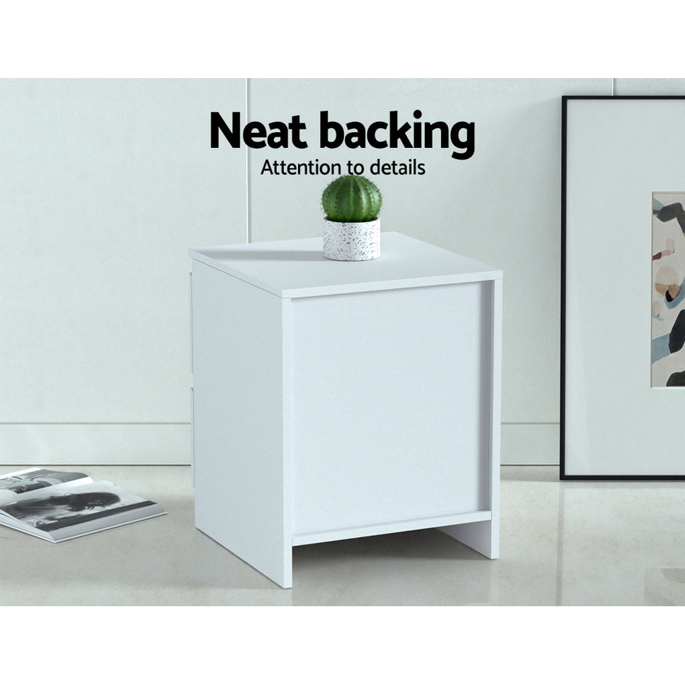 Bedside Tables: Artiss Bedside Table 2 Drawers - PEPE White