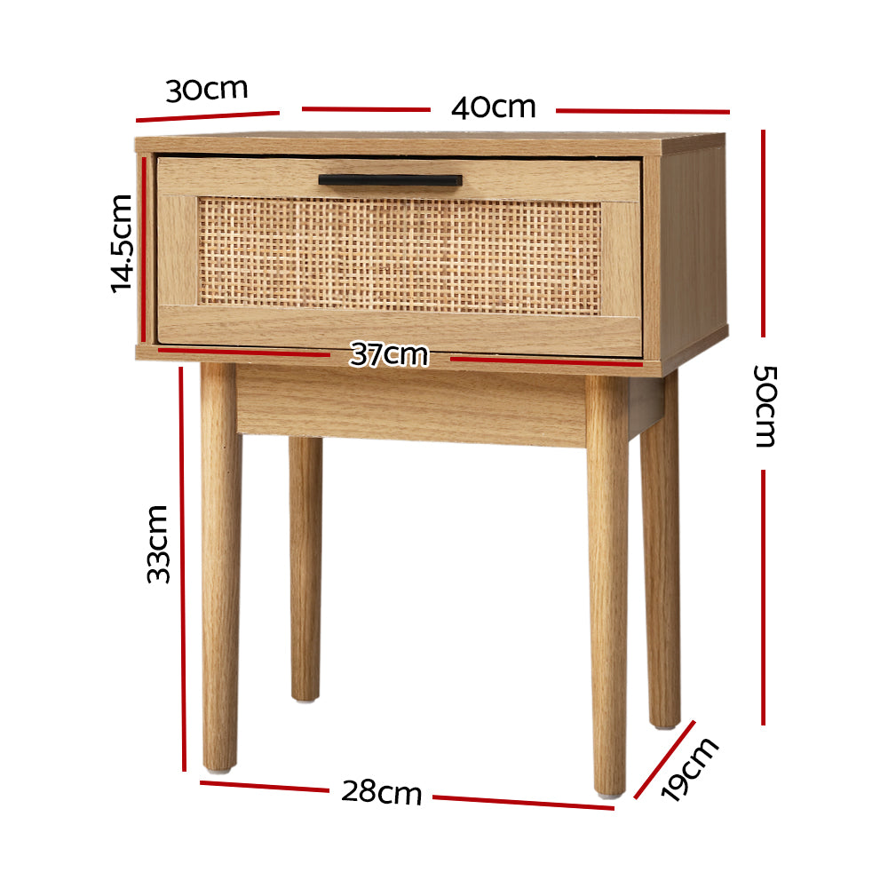 Bedside Tables: Artiss Bedside Tables Side Table Rattan Drawers Nightstand