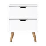 Artiss Bedside Table 2 Drawers - BODEN White