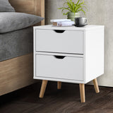 Artiss Bedside Table 2 Drawers - BODEN White