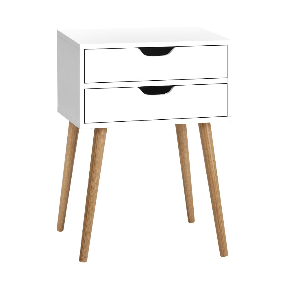 Bedside Tables: Artiss Bedside Table 2 Drawers - BODIE White