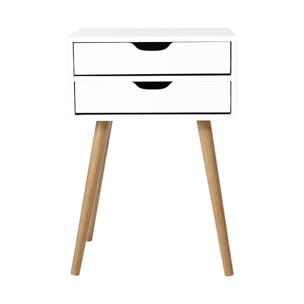 Bedside Tables: Artiss Bedside Table 2 Drawers - BODIE White