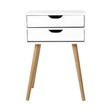 Artiss Bedside Table 2 Drawers - BODIE White