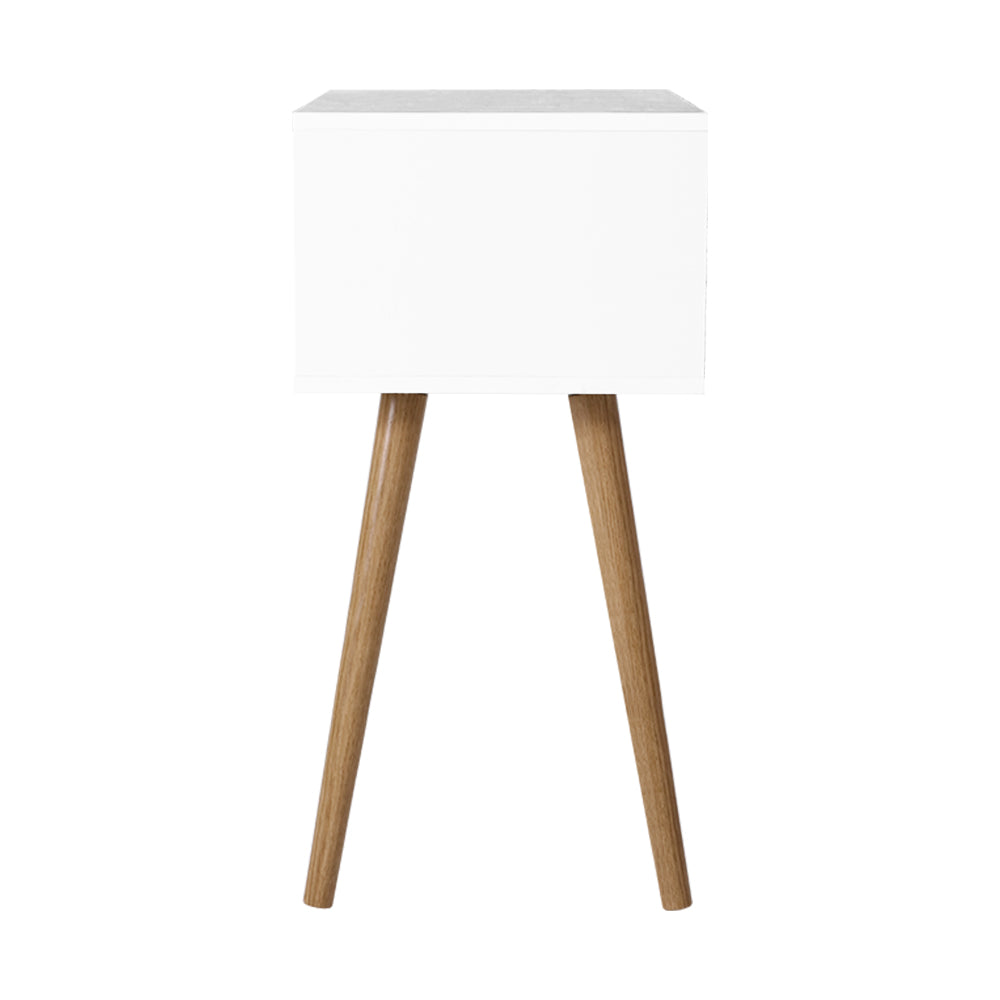Bedside Tables: Artiss Bedside Table 2 Drawers - BODIE White