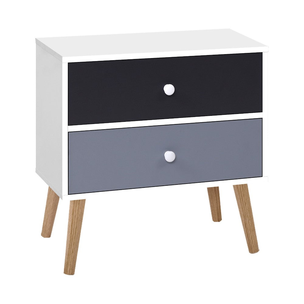 Bedside Tables: Artiss Bedside Table 2 Drawers - BONDS White
