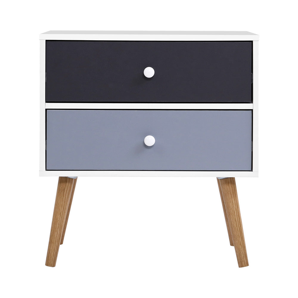 Bedside Tables: Artiss Bedside Table 2 Drawers - BONDS White
