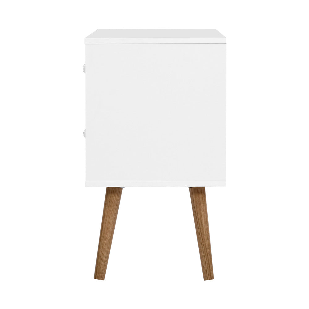 Bedside Tables: Artiss Bedside Table 2 Drawers - BONDS White