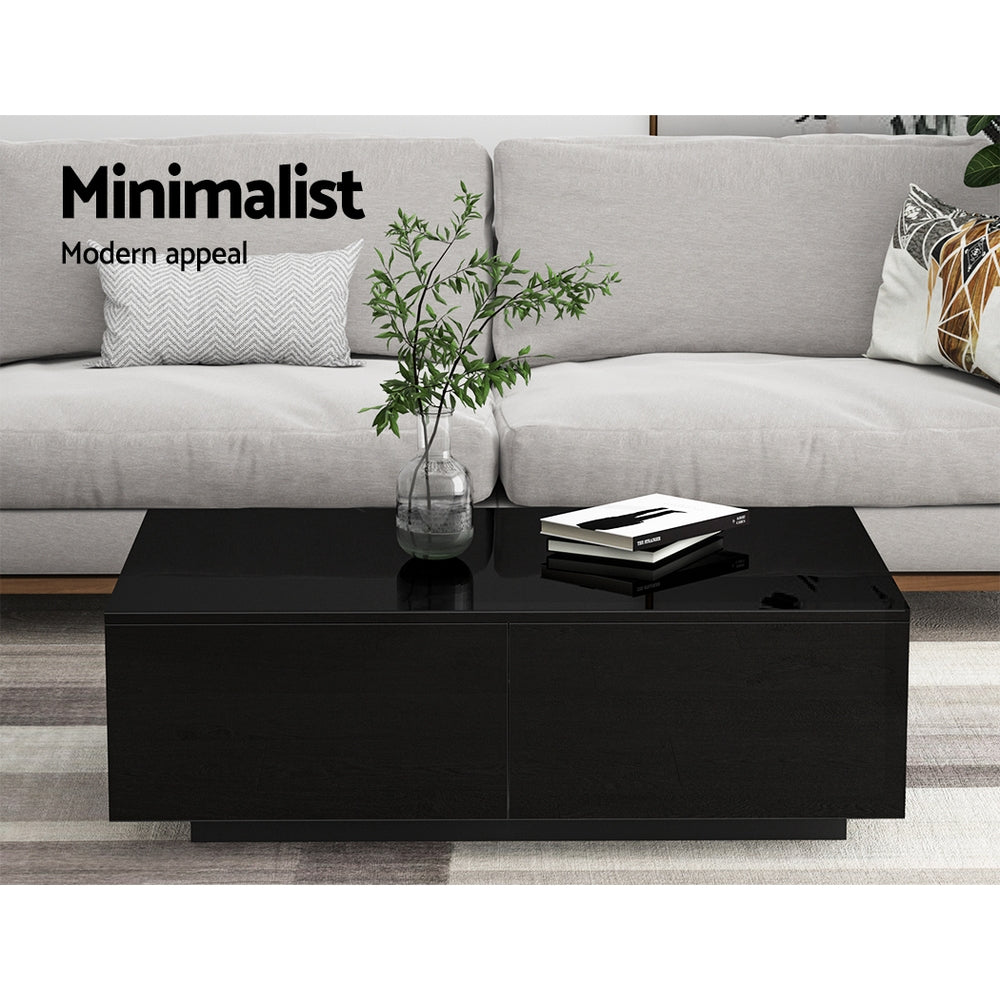Coffee Tables: Artiss Coffee Table 4 Drawers Black Trevi