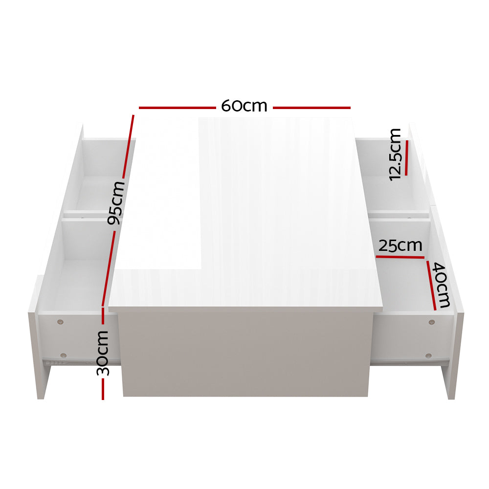 Coffee Tables: Artiss Coffee Table 4 Drawers White Trevi