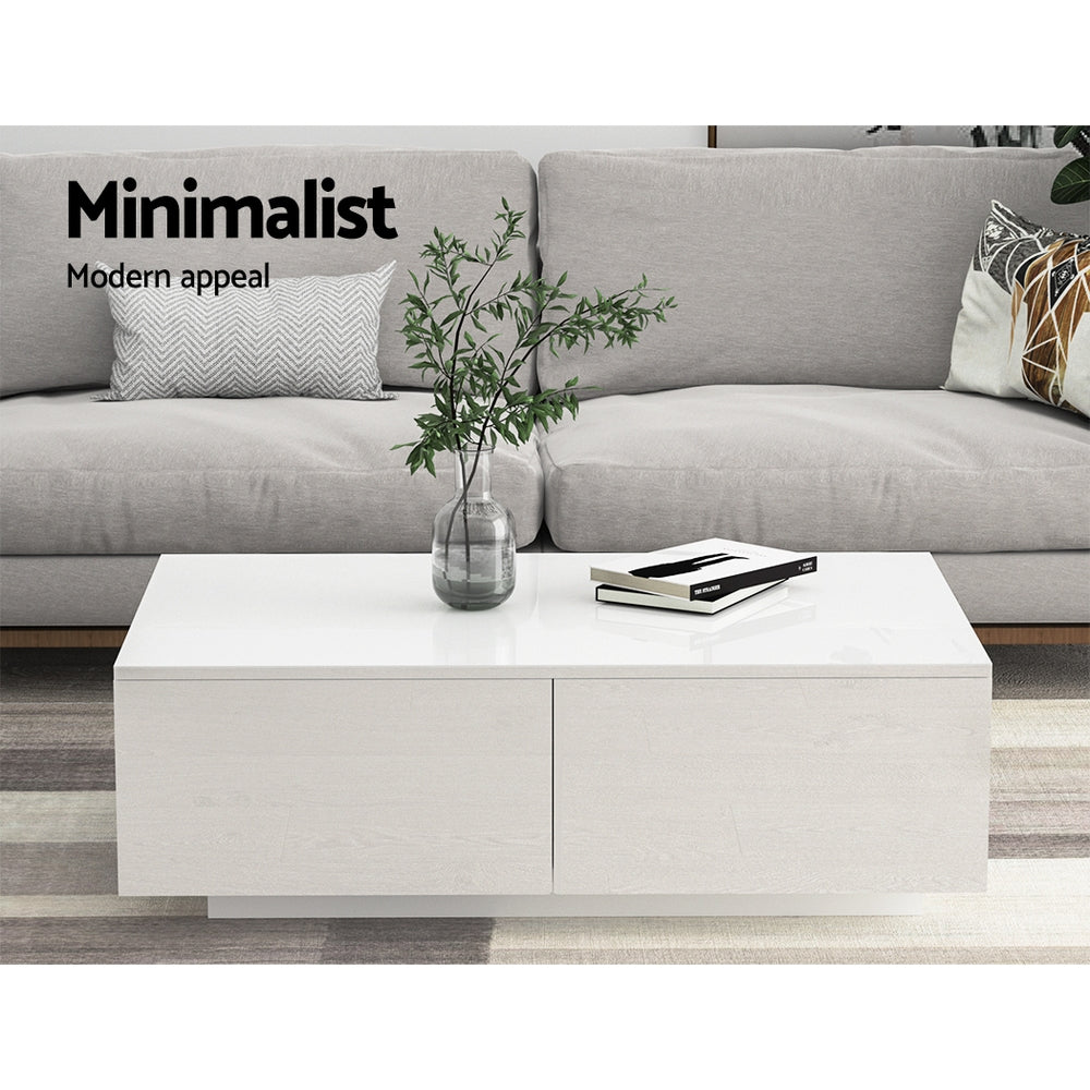 Coffee Tables: Artiss Coffee Table 4 Drawers White Trevi