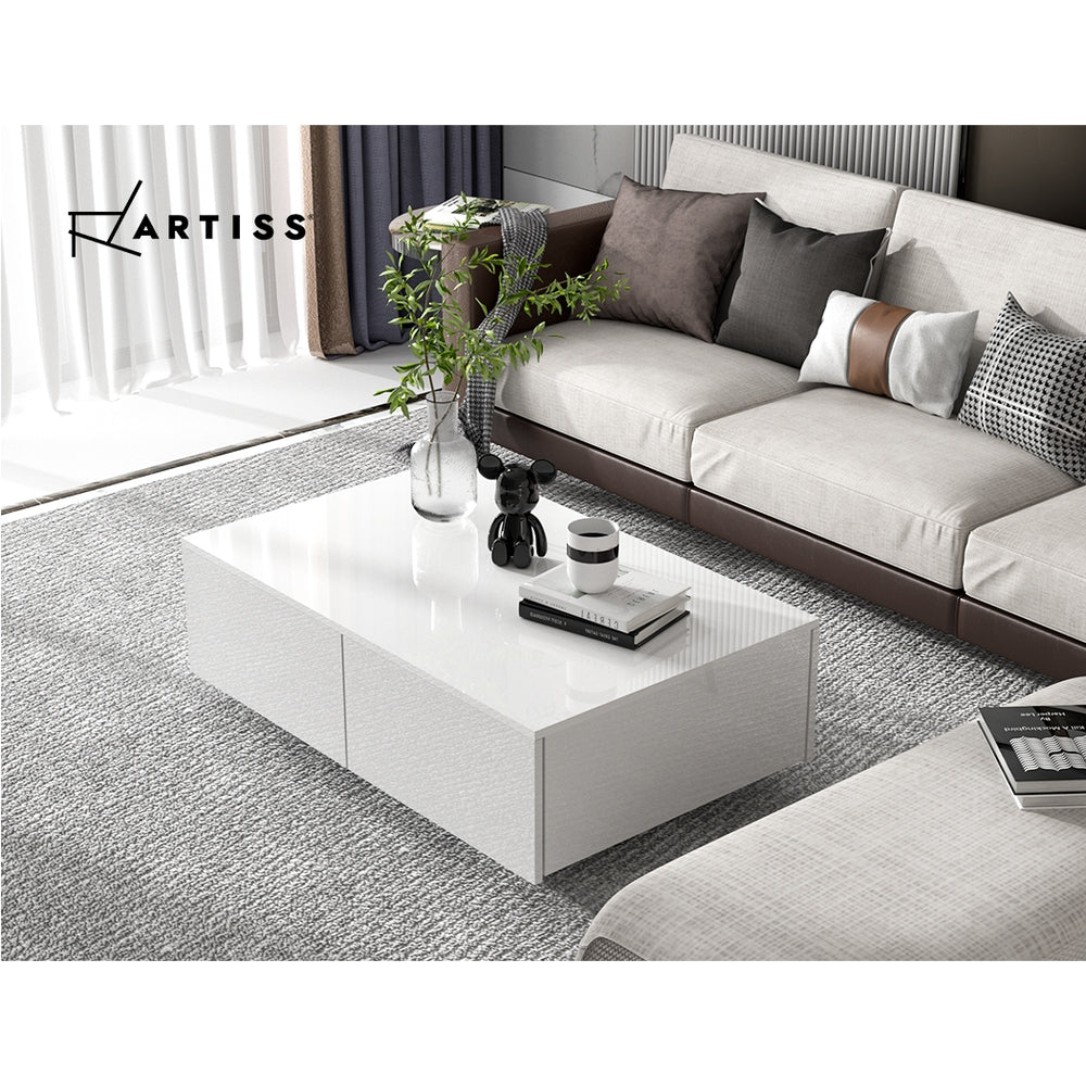 Coffee Tables: Artiss Coffee Table 4 Drawers White Trevi