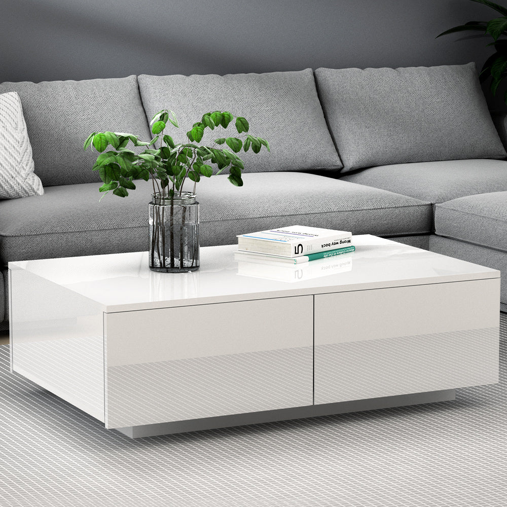 Coffee Tables: Artiss Coffee Table 4 Drawers White Trevi
