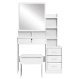 Artiss Dressing Table Stool Set 4 Drawers White