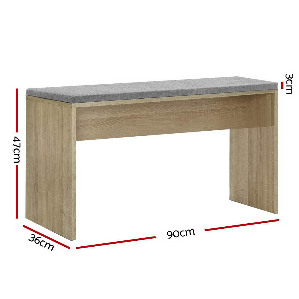 Kitchen & Dining Chairs: Artiss Dining Bench Upholstery Seat Wooden Chair Oak 90cm