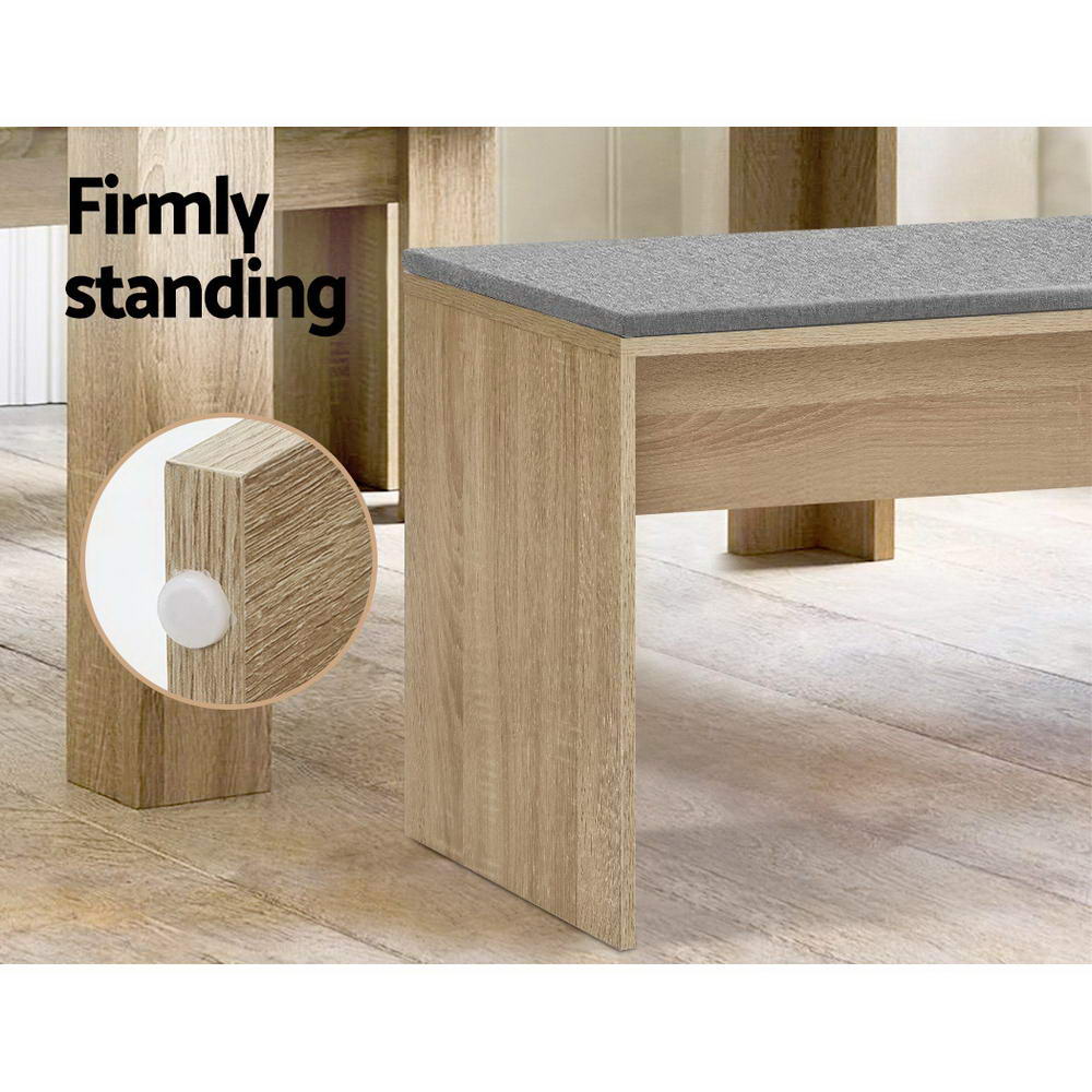 Kitchen & Dining Chairs: Artiss Dining Bench Upholstery Seat Wooden Chair Oak 90cm