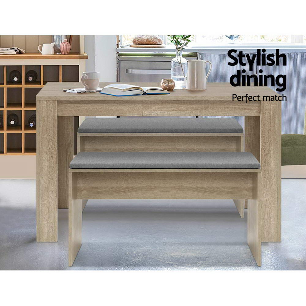 Kitchen & Dining Chairs: Artiss Dining Bench Upholstery Seat Wooden Chair Oak 90cm