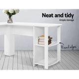 Artiss Computer Desk Shelf L-Shape White 136CM