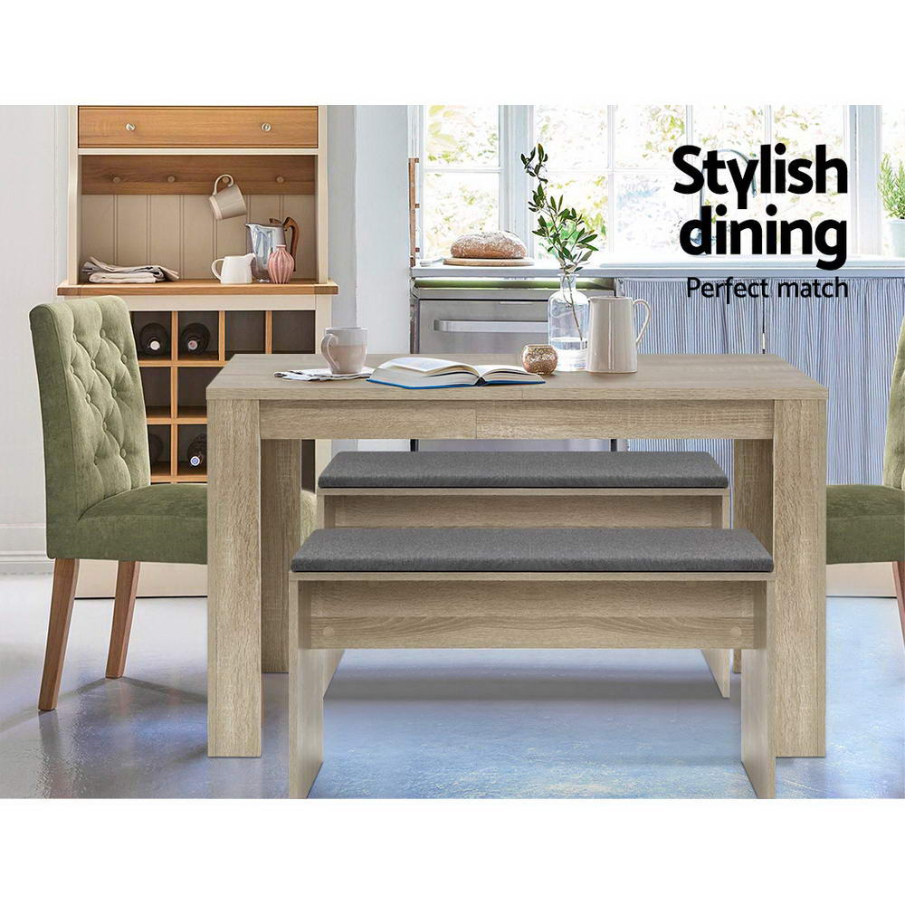 Dining Tables: Artiss Dining Table Rectangular 4 Seater 120CM Oak Natu