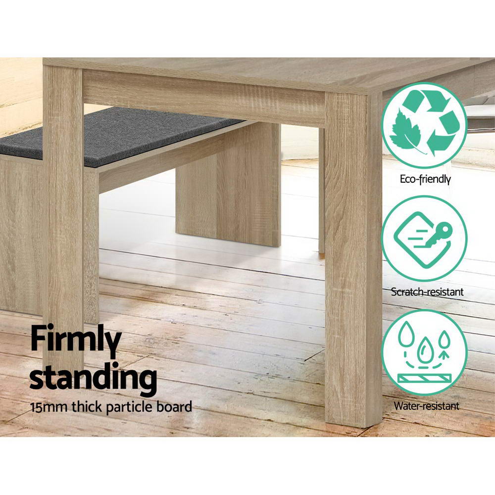 Dining Tables: Artiss Dining Table Rectangular 4 Seater 120CM Oak Natu