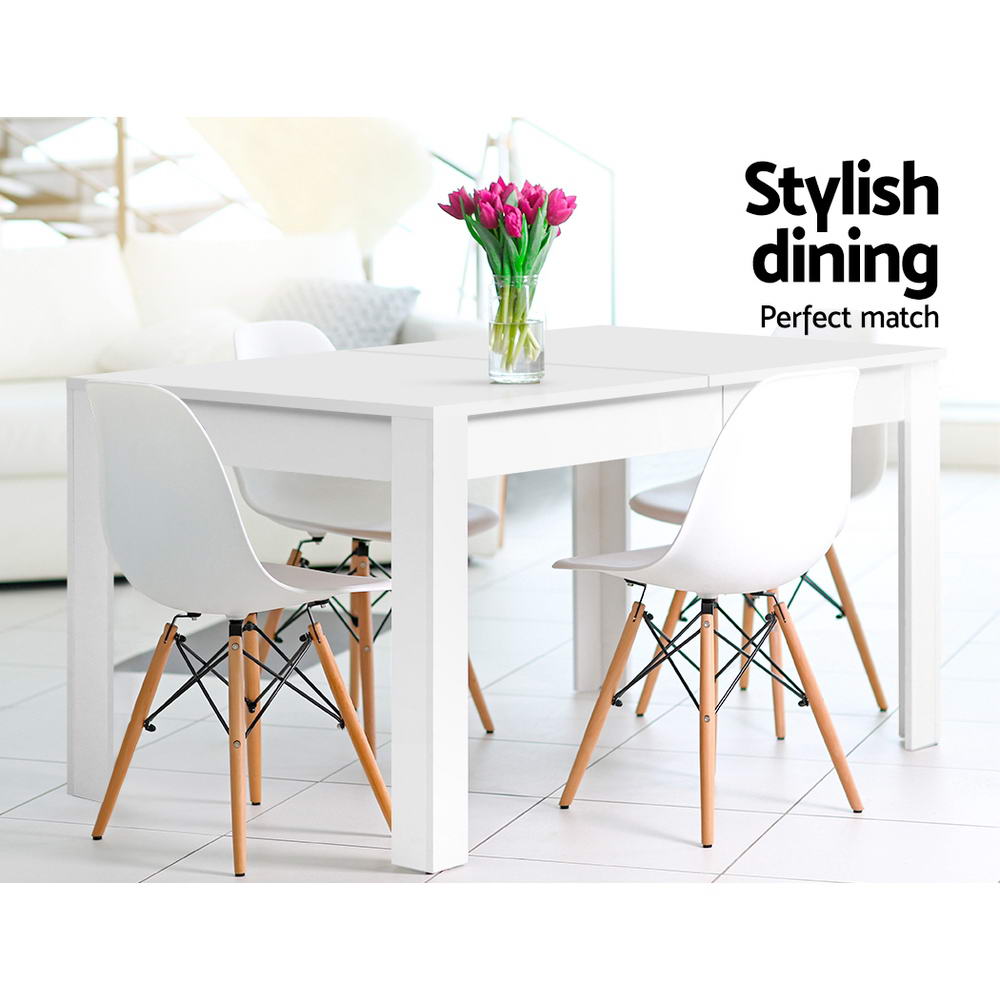 Dining Tables: Artiss Dining Table Rectangular 4 Seater 120CM White Natu
