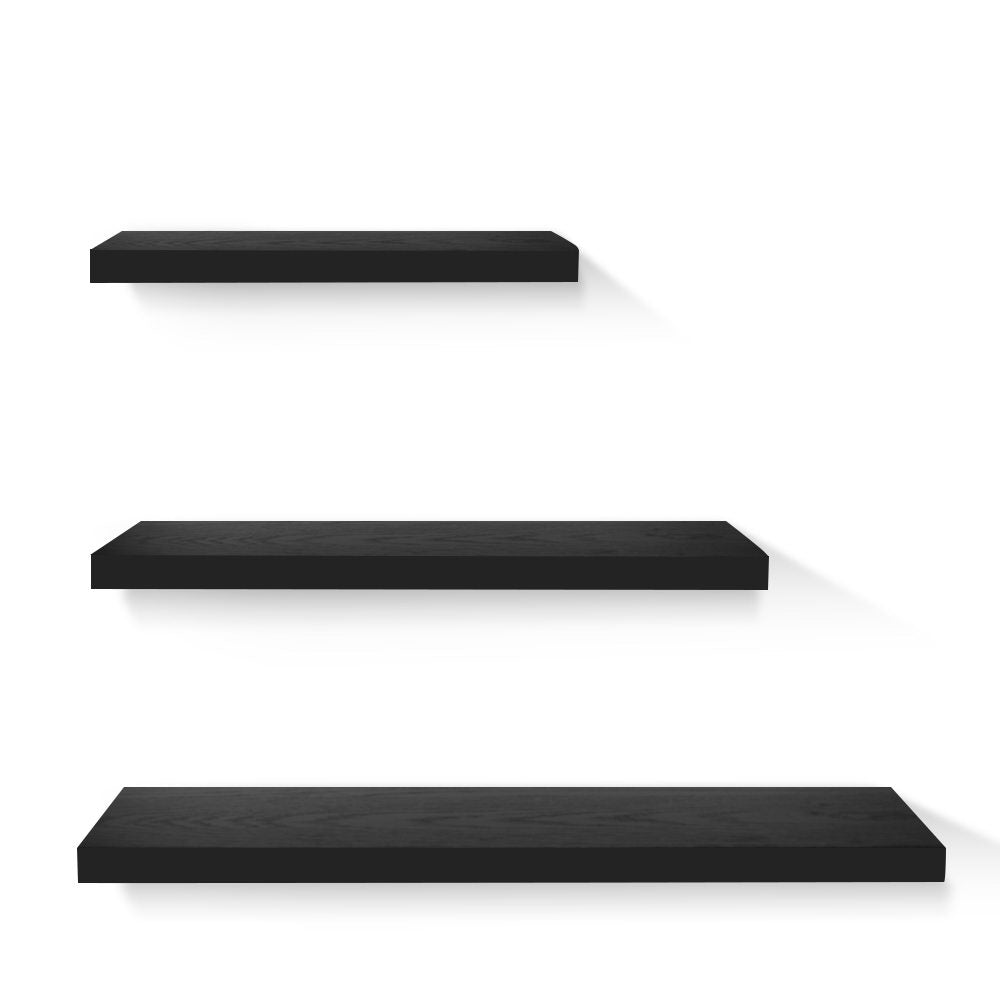 Kitchen & Bathroom DIY: Artiss Floating Wall Shelf Set of 3 Black