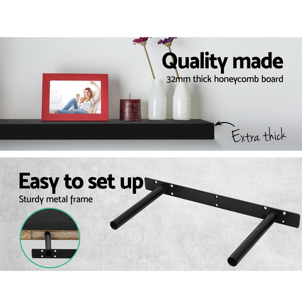 Kitchen & Bathroom DIY: Artiss Floating Wall Shelf Set of 3 Black