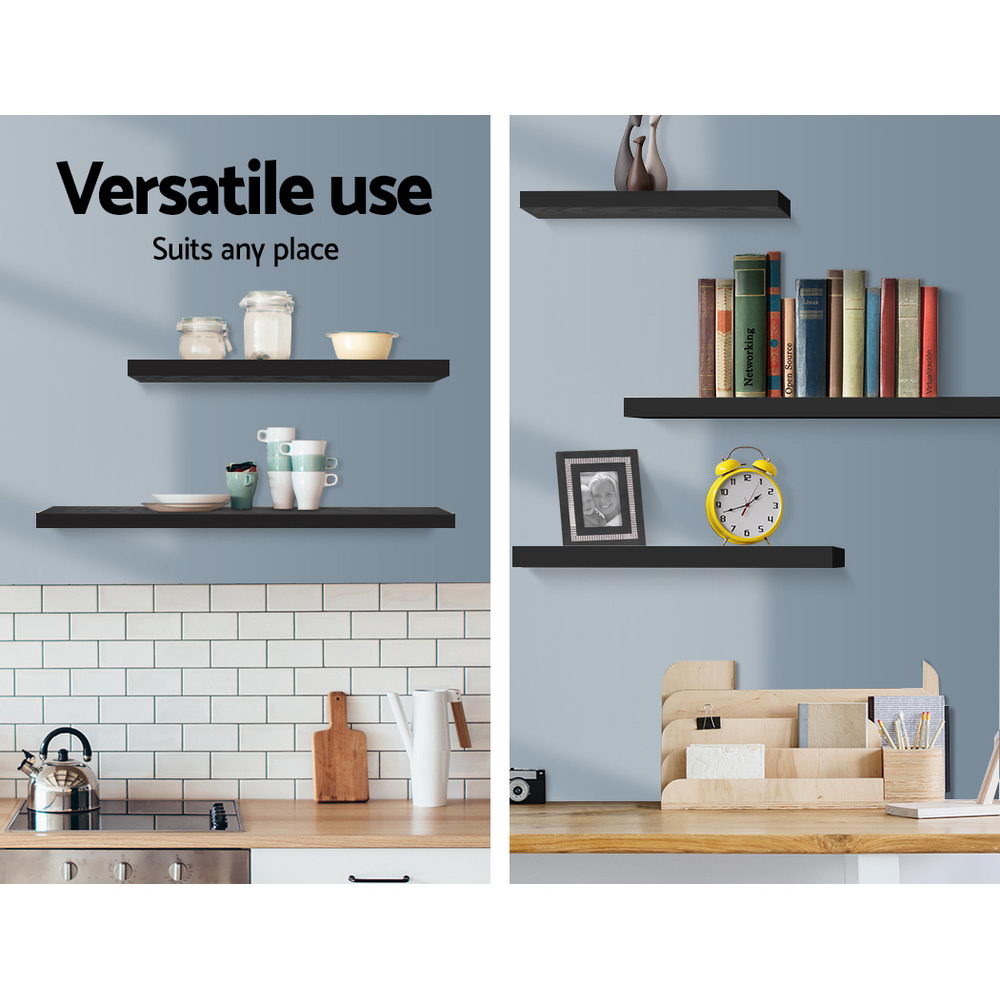 Kitchen & Bathroom DIY: Artiss Floating Wall Shelf Set of 3 Black