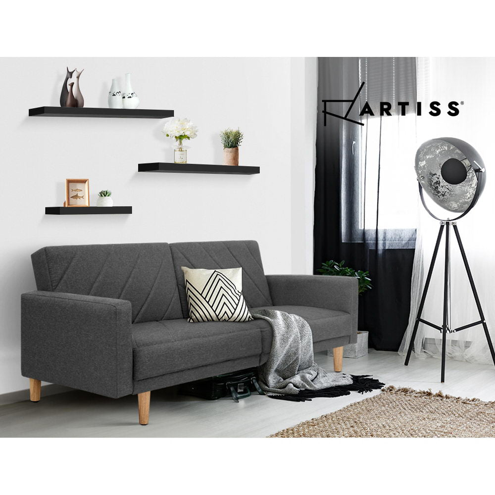 Kitchen & Bathroom DIY: Artiss Floating Wall Shelf Set of 3 Black