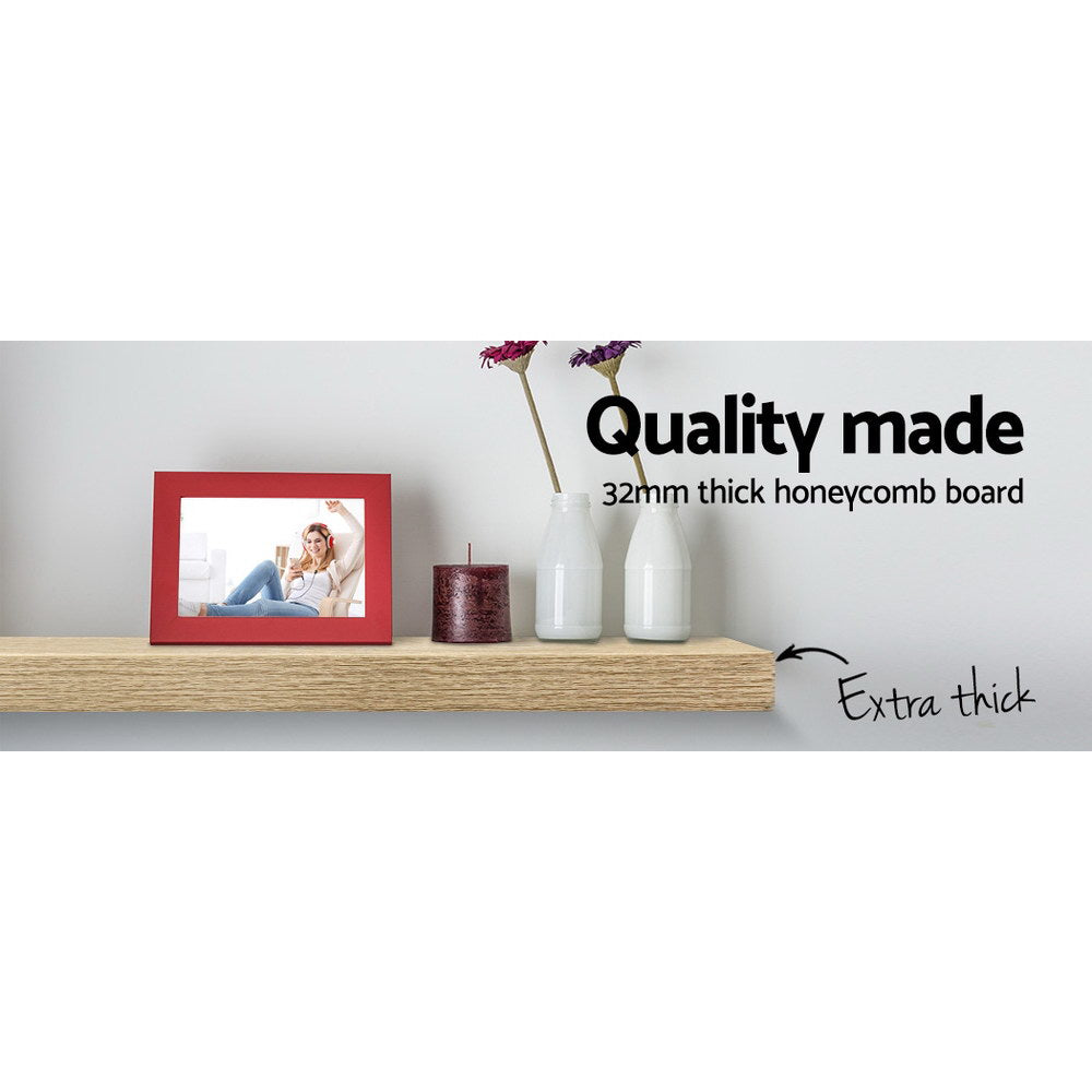 Bookcases & Shelves: Artiss Floating Wall Shelf Set of 3 Oak