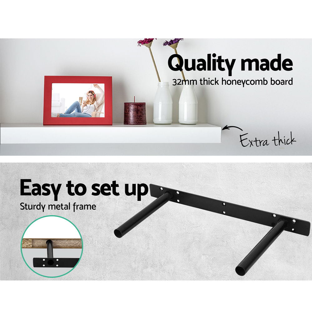 Bookcases & Shelves: Artiss Floating Wall Shelf Set of 3 White