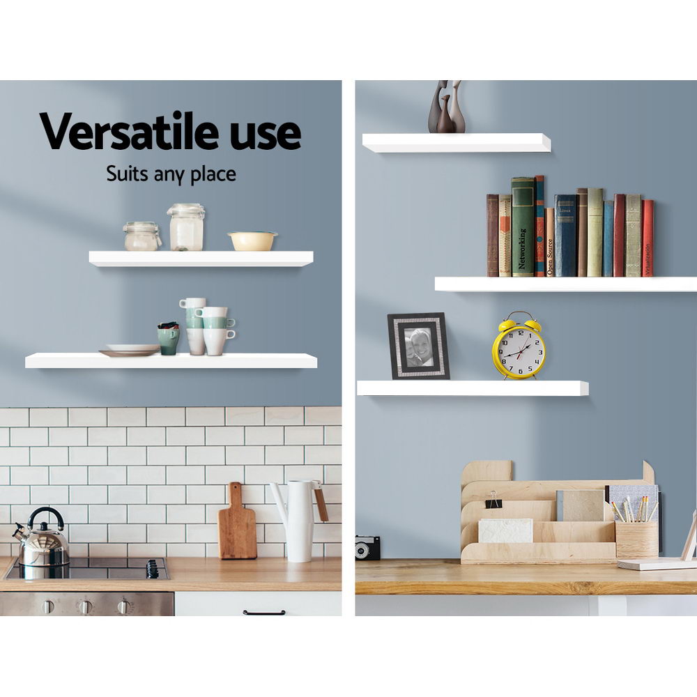 Bookcases & Shelves: Artiss Floating Wall Shelf Set of 3 White