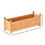 Green Fingers Garden Bed 90x30x33cm Wooden Planter Box Raised Container Growing