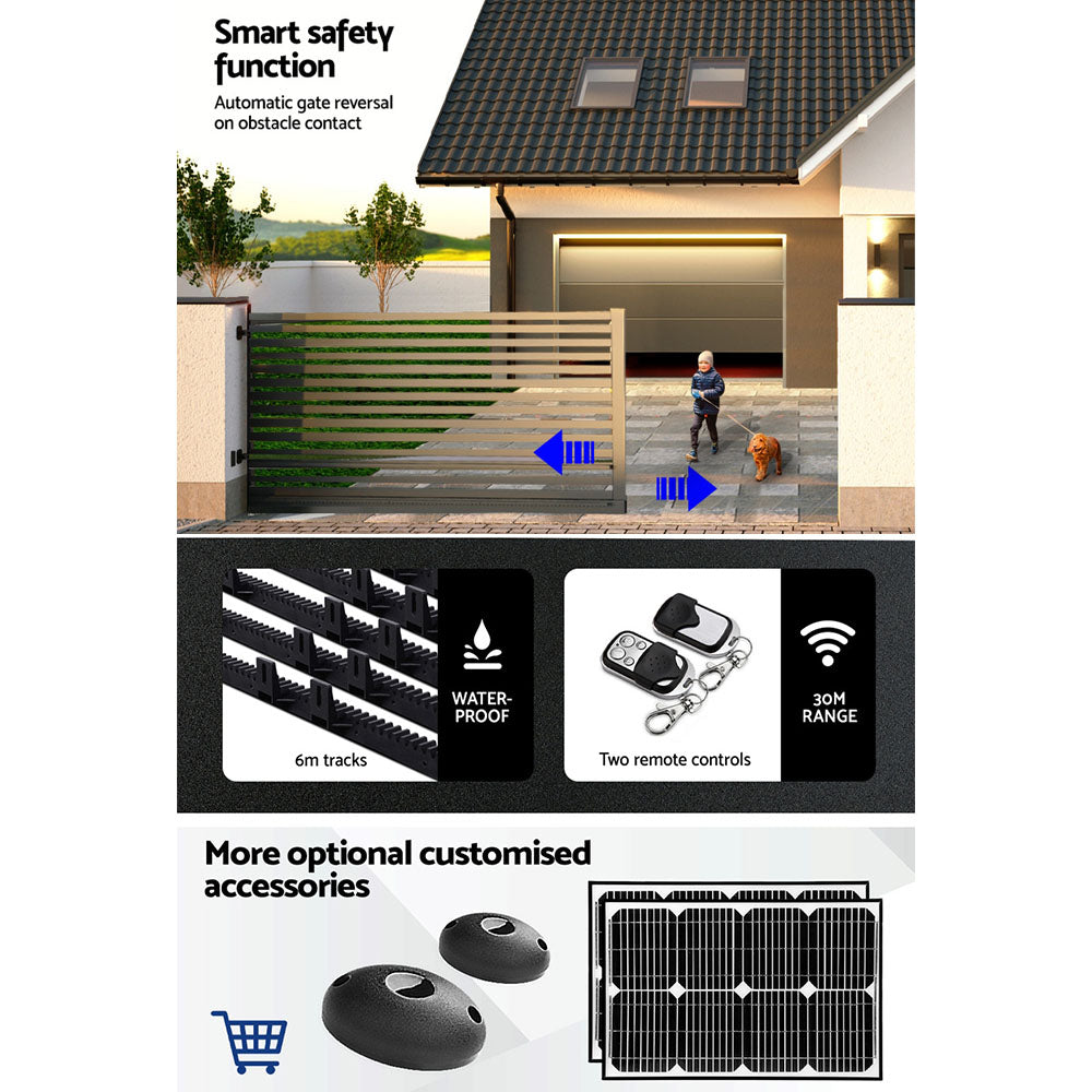 Fence & Gate Accessories: LockMaster Automatic Sliding Gate Opener Kit 6M 1000KG