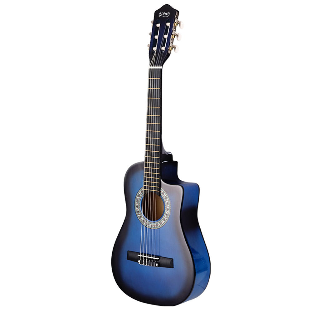 Guitars: Alpha 34 Inch Classical Guitar Wooden Body Nylon String Beginner Kids Gift Blue