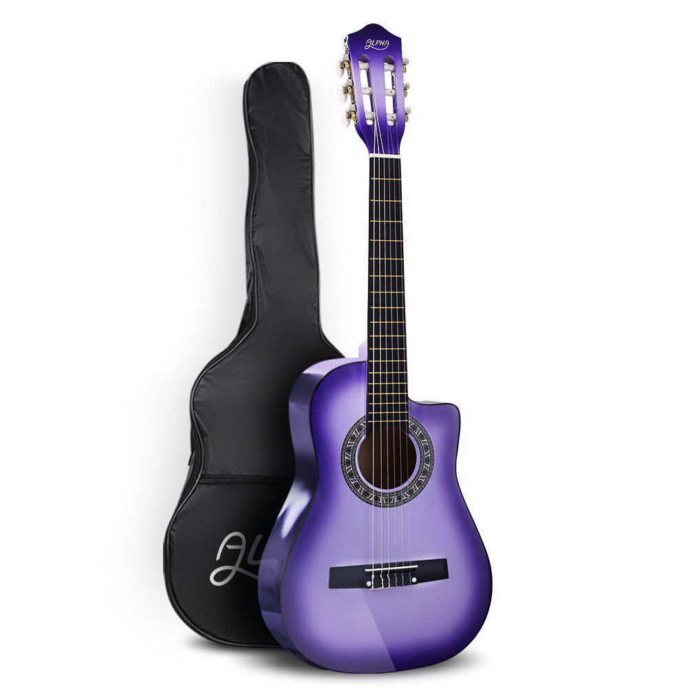 Guitars: Alpha 34 Inch Classical Guitar Wooden Body Nylon String Beginner Kids Gift Purple