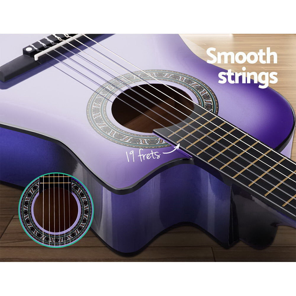 Guitars: Alpha 34 Inch Classical Guitar Wooden Body Nylon String Beginner Kids Gift Purple