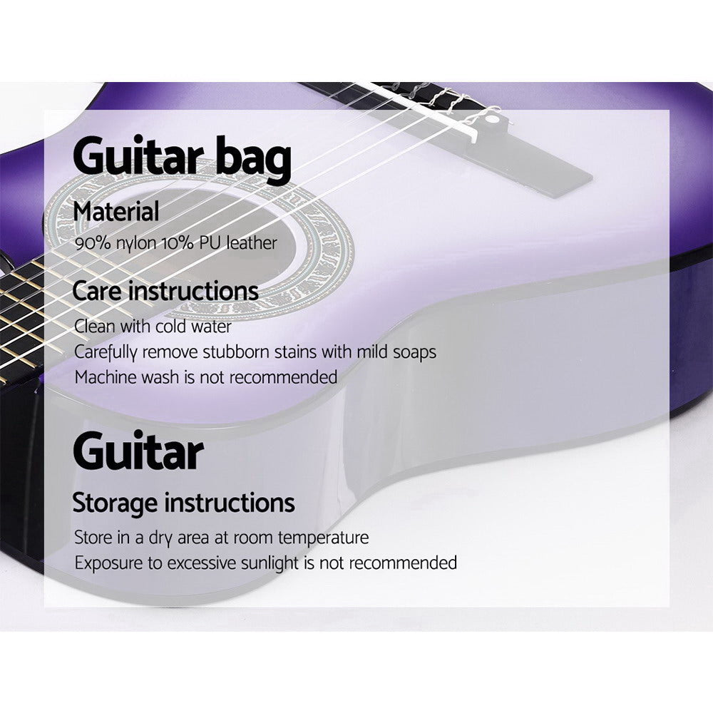 Guitars: Alpha 34 Inch Classical Guitar Wooden Body Nylon String Beginner Kids Gift Purple