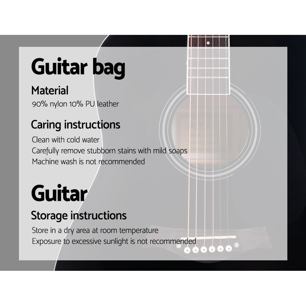 Guitars: Alpha 41 Inch Acoustic Guitar Wooden Body Steel String Dreadnought Black