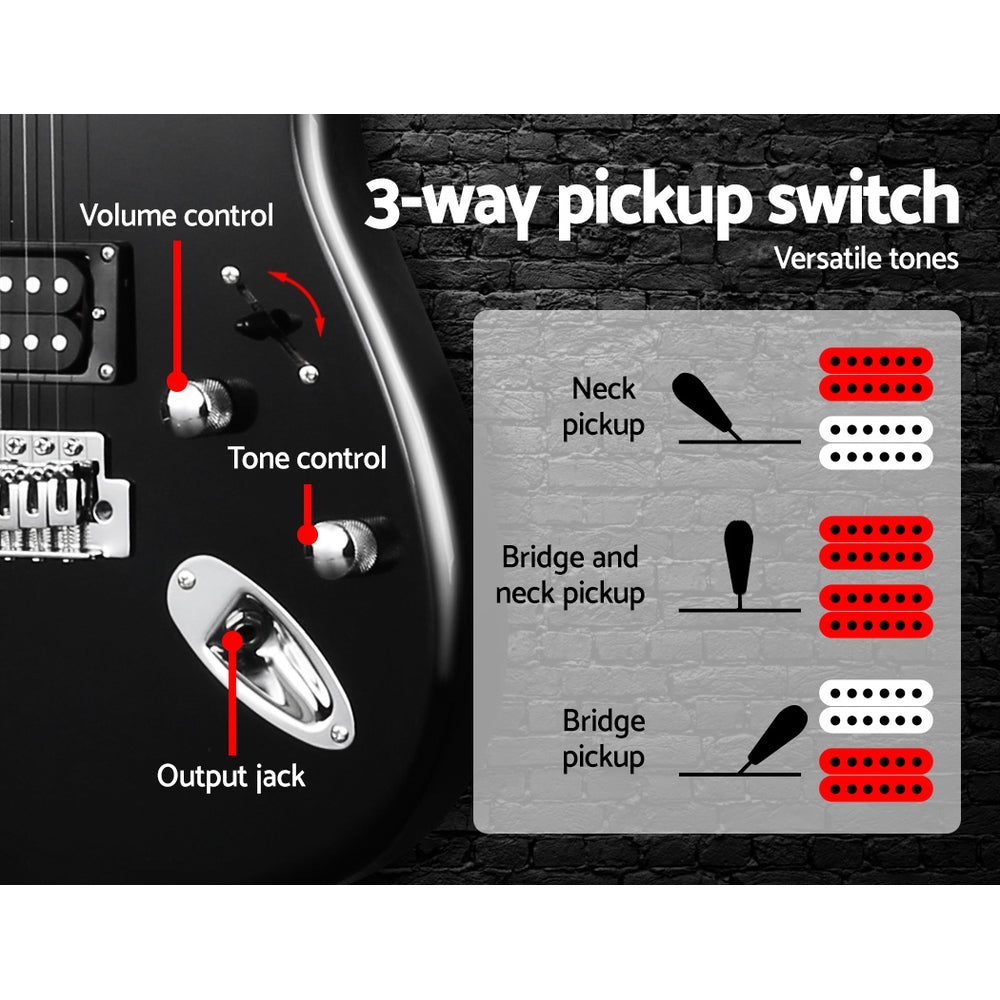 Guitars: Alpha 41 Inch Electirc Guitar Humbucker Pickup Switch Full Size Black