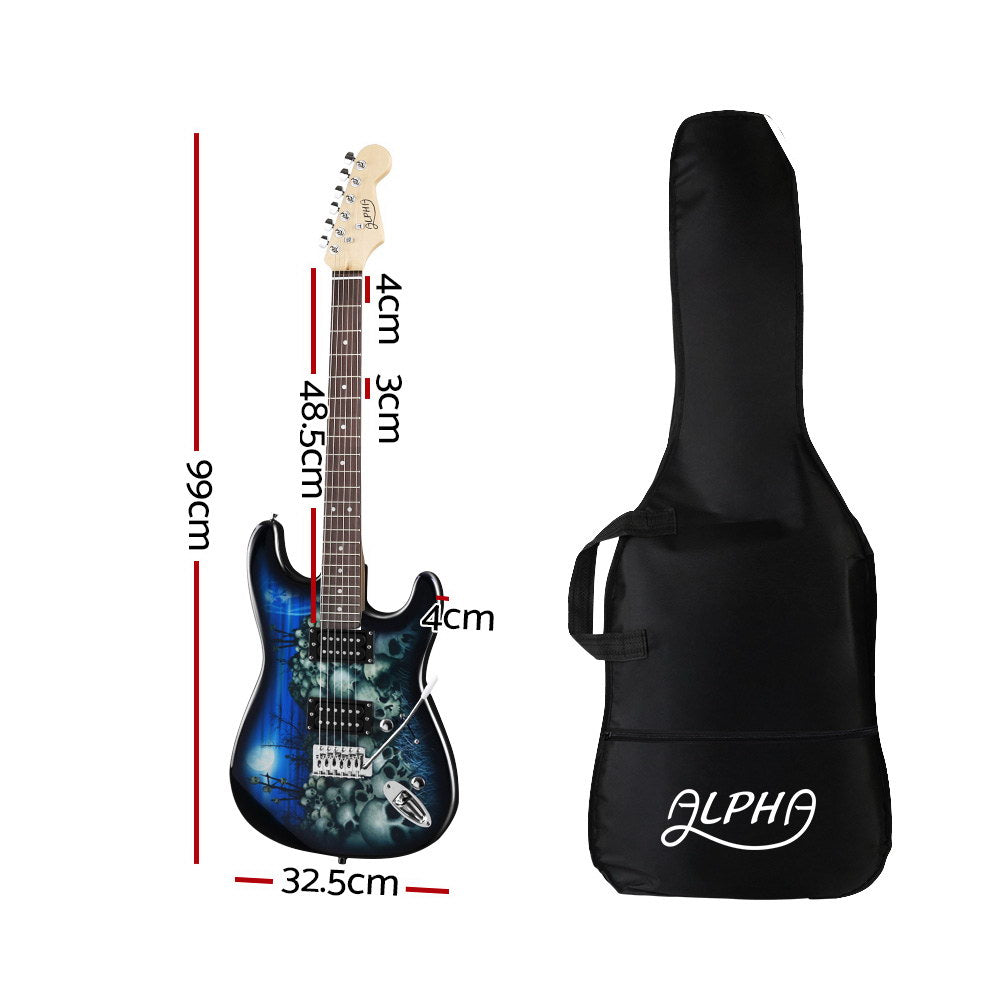 Guitars: Alpha 41 Inch Electirc Guitar Humbucker Pickup Switch Full Size Skull Pattern