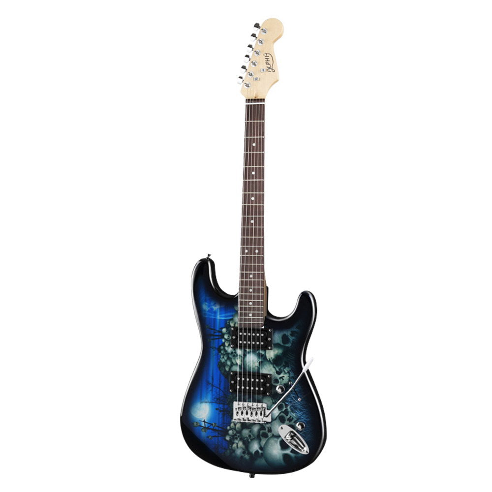Guitars: Alpha 41 Inch Electirc Guitar Humbucker Pickup Switch Full Size Skull Pattern