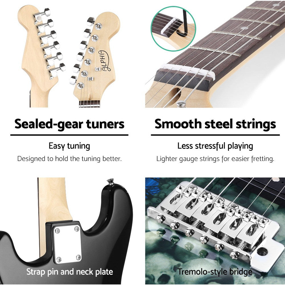 Guitars: Alpha 41 Inch Electirc Guitar Humbucker Pickup Switch Full Size Skull Pattern
