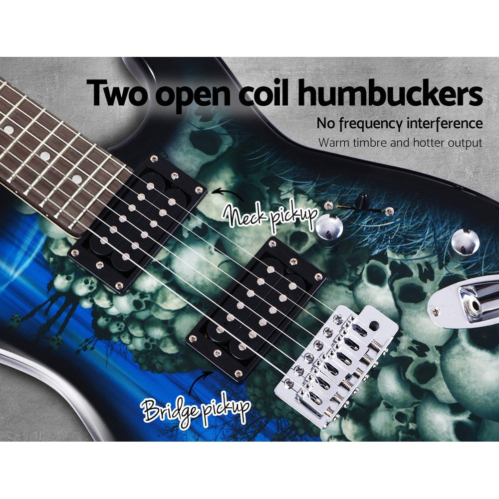 Guitars: Alpha 41 Inch Electirc Guitar Humbucker Pickup Switch Full Size Skull Pattern