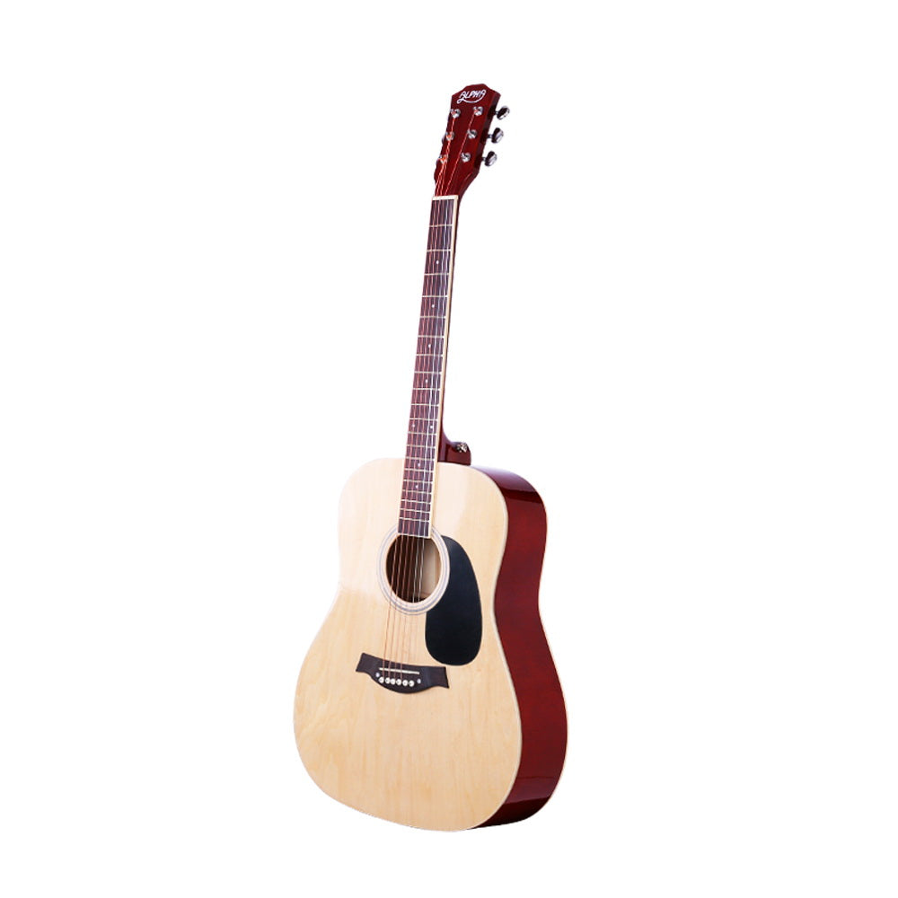 Guitars: Alpha 41 Inch Acoustic Guitar Wooden Body Steel String Dreadnought Wood
