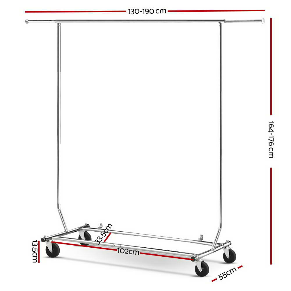 Clothing & Wardrobe Storage: Artiss Clothes Rack Airer Rail Coat Stand Adjustable Hanger