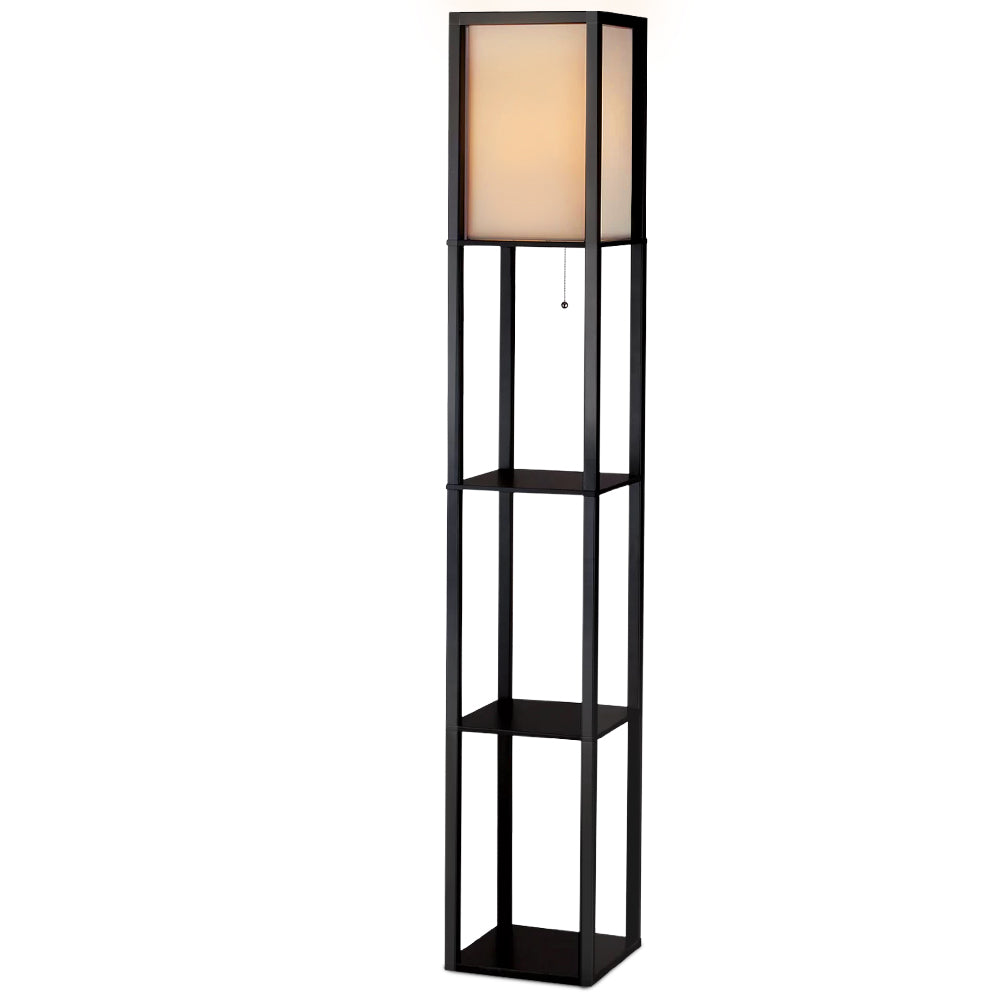 Floor Lamps: Artiss Floor Lamp 3 Tier Shelf Shelf Storage LED Light Stand Home Room Vintage Black