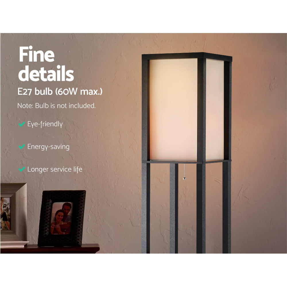Floor Lamps: Artiss Floor Lamp 3 Tier Shelf Shelf Storage LED Light Stand Home Room Vintage Black